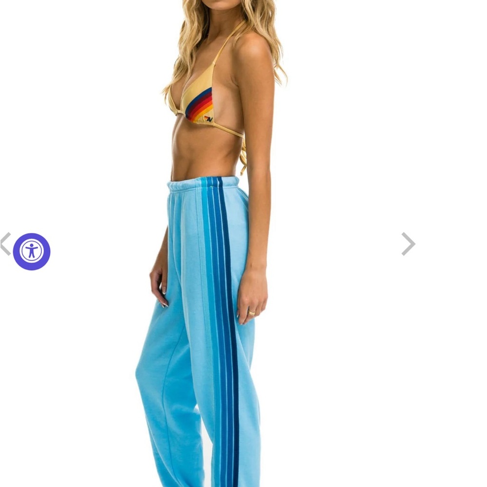 Blue five stripe aviator nation sweatpants